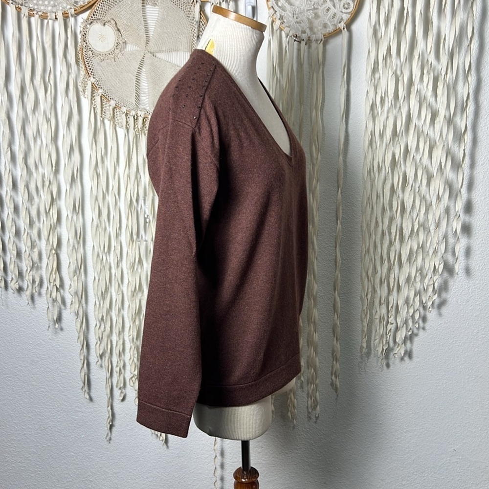 Brunello Cucinelli Cinnamon Colored Cashmere V-Neck Sweater Size M - Picture 4 of 12